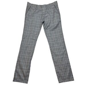 T.R Premium Pants Mens 34 Grey TRD-268 Tailored Recreation Plaid Slim‎ Trousers